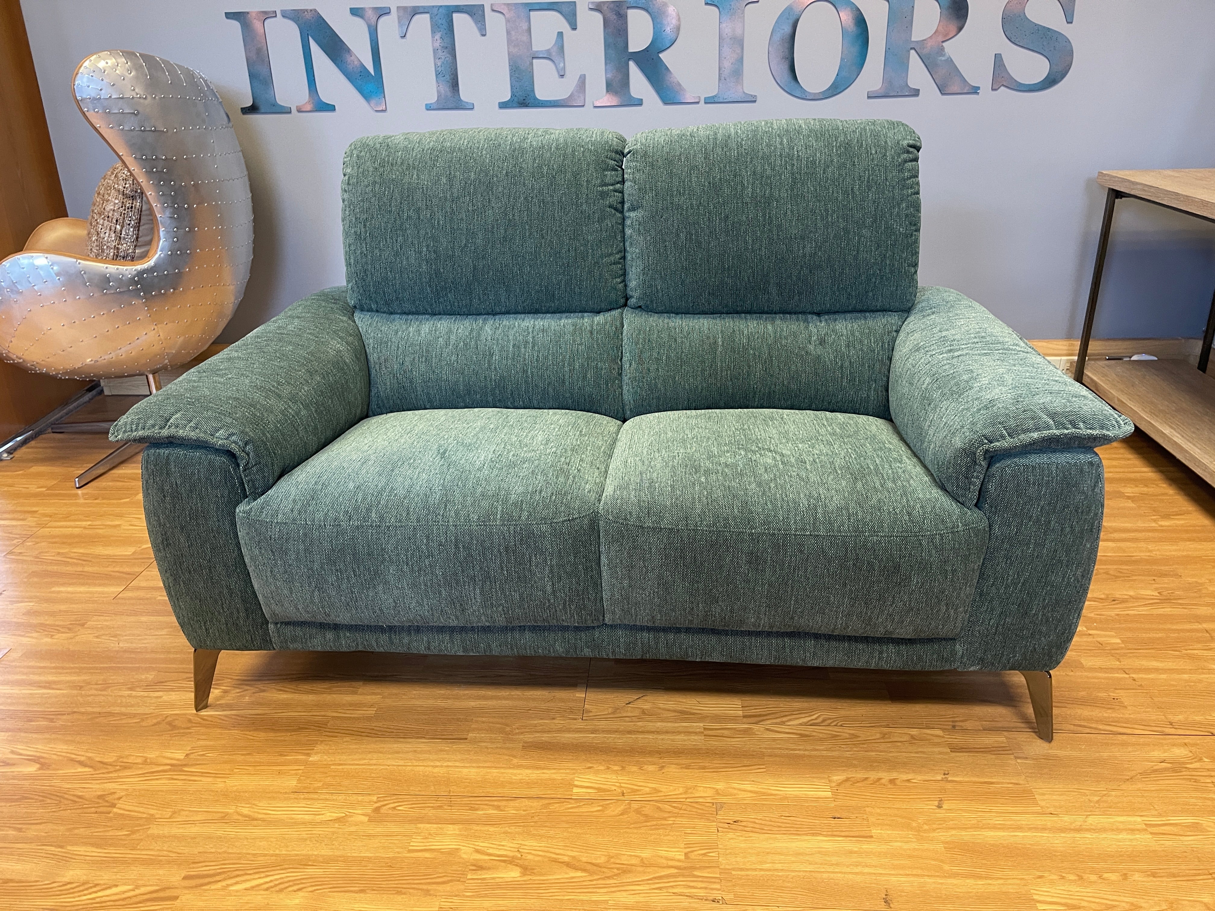Amalfi 2 seater high back sofa in moss Green chenille mix weave