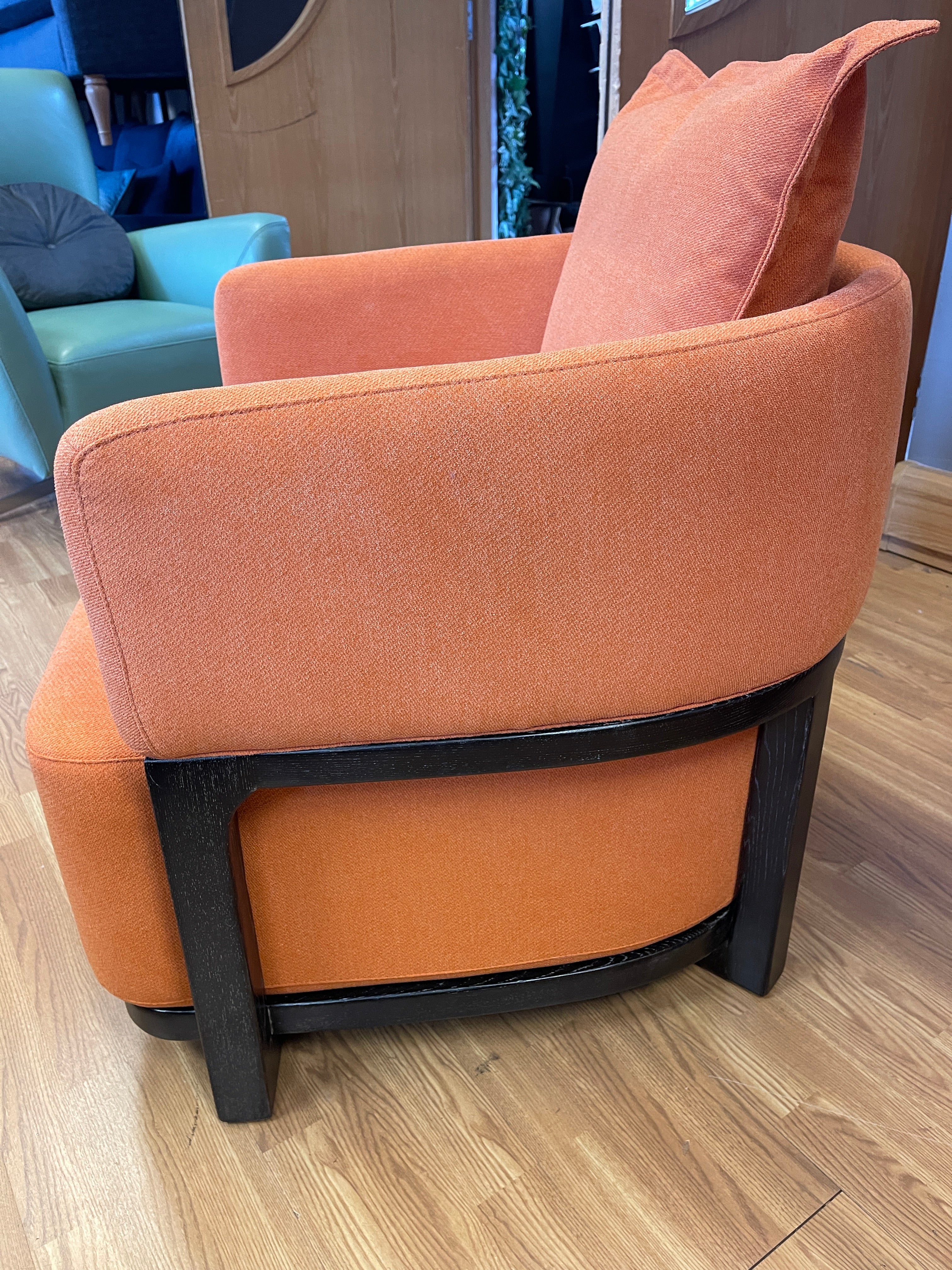 WHITE LABEL Lounge Club style small accent chair in orange fabric