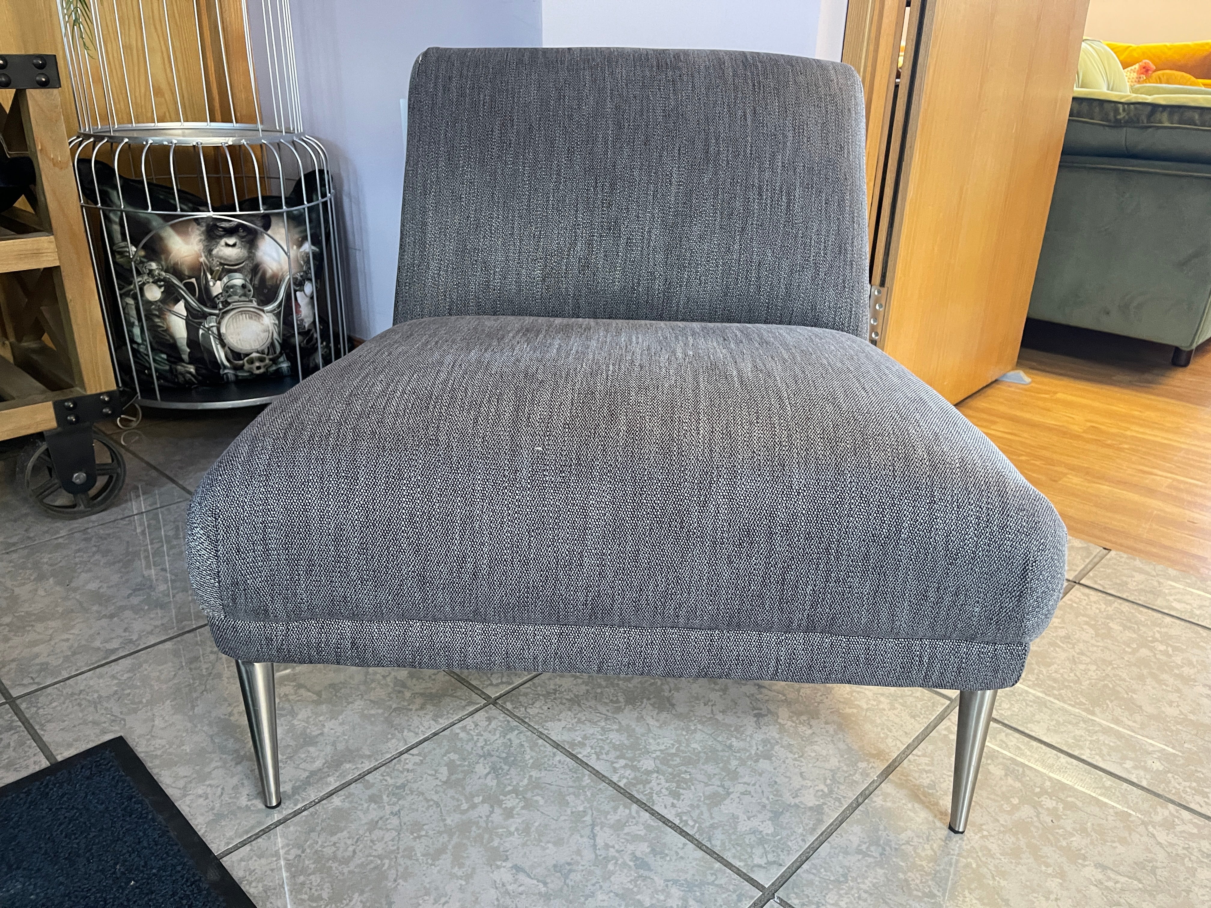 SOFOLOGY BELLAGIO / PENTHOUSE armless accent chair in charcoal mix weave fabric RRP £849