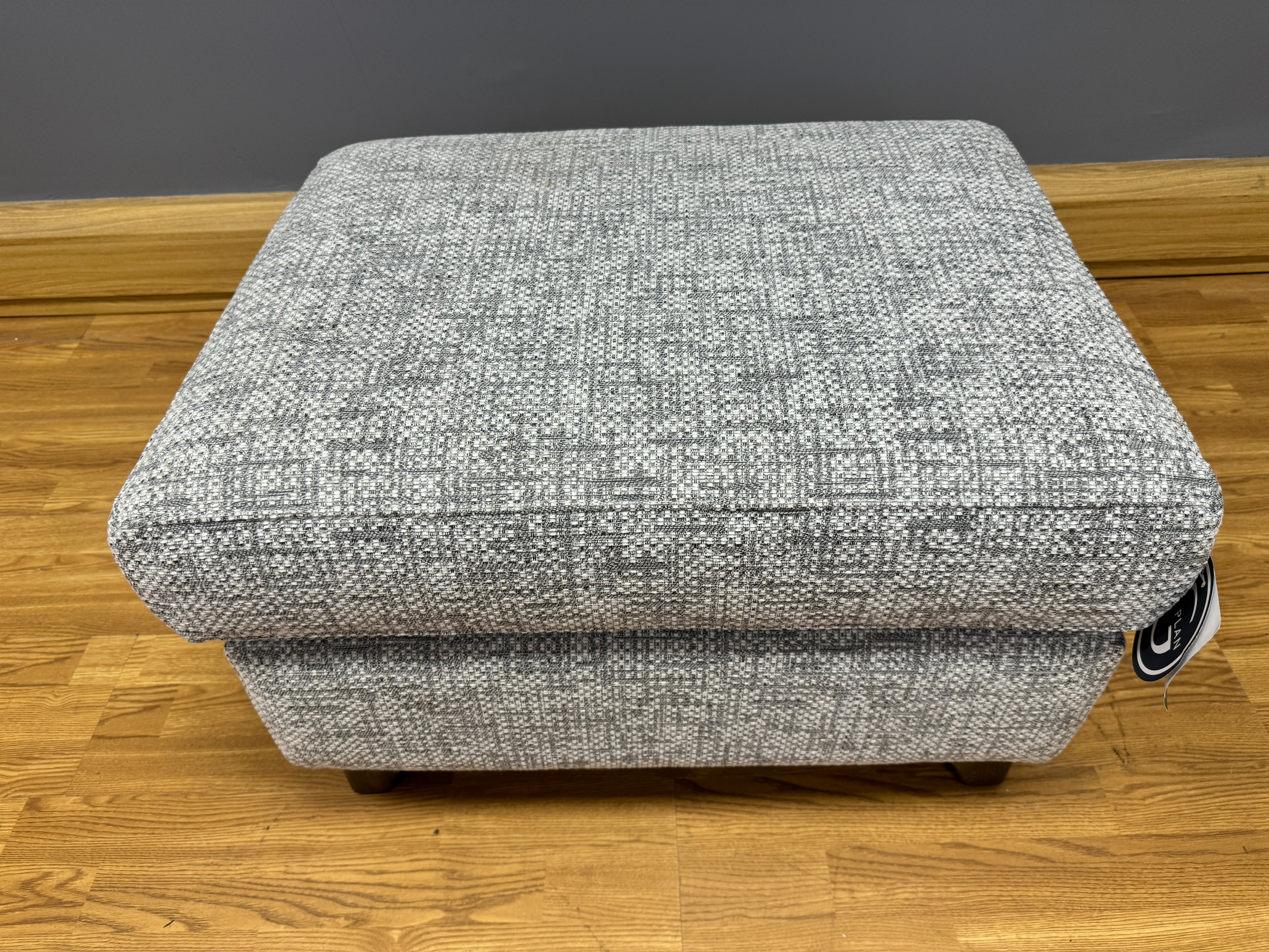 G PLAN SEATTLE padded top footstool in light mid grey weave fabric