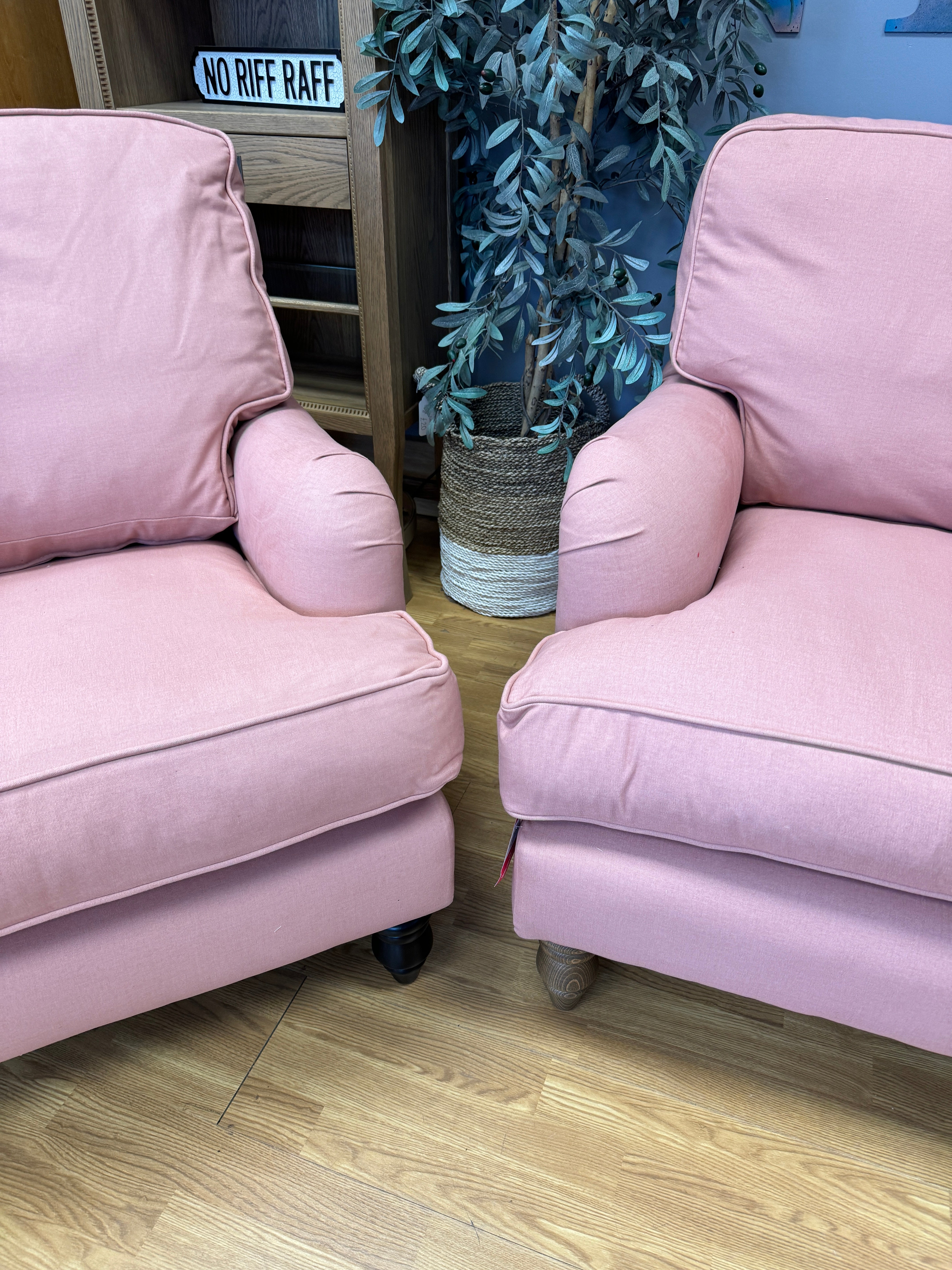 SOFA.COM BLUEBELL 2 seater sofa & matching armchair in Soft Pink cotton