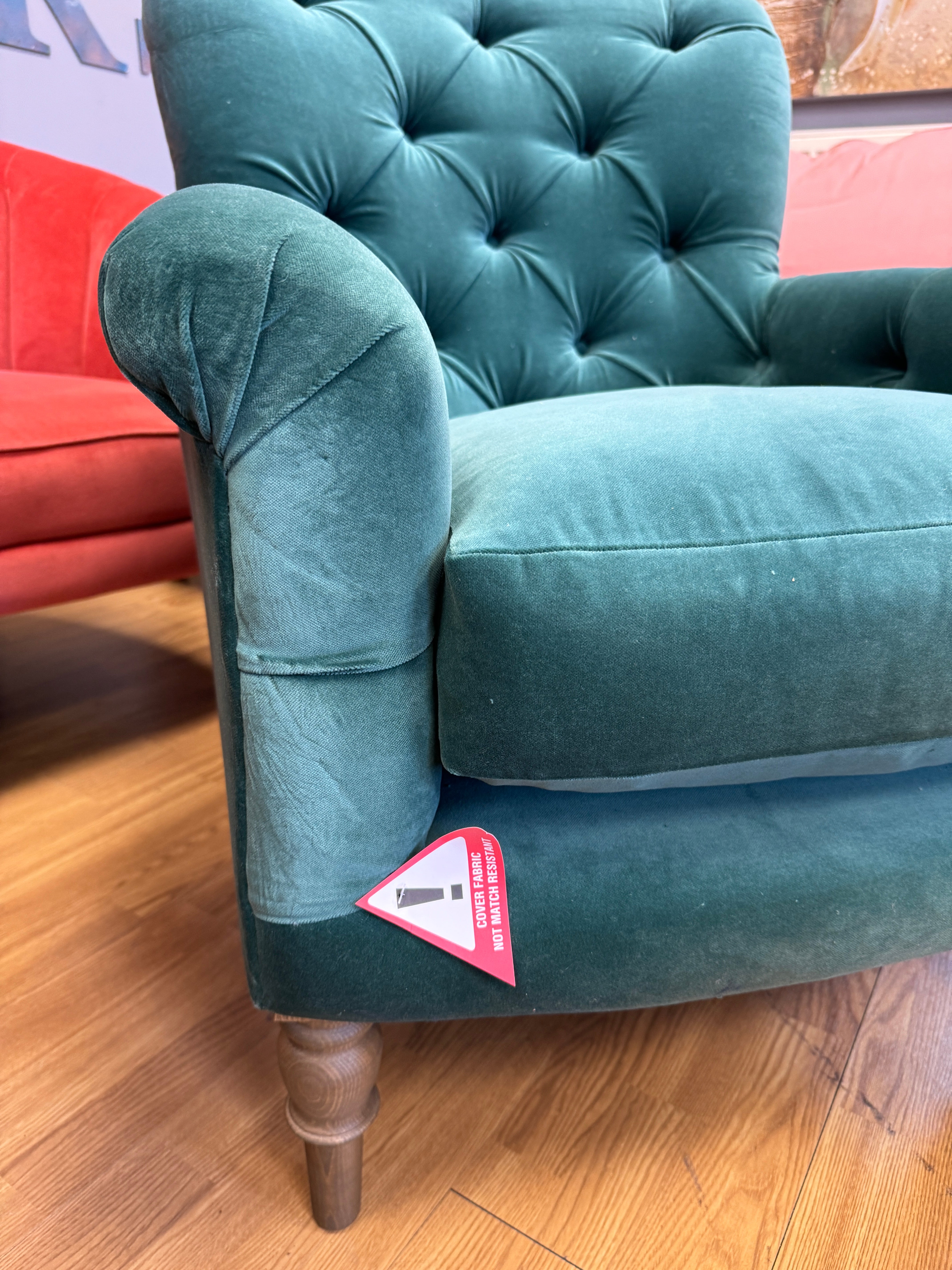 SOFA.COM POPPY Accent button back armchair in Jade smart velvet