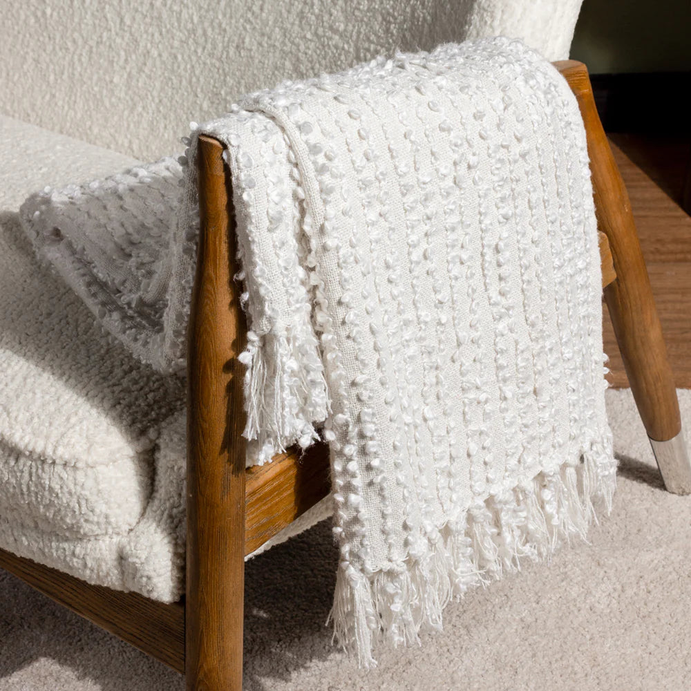 Arvo woven fringe throw 130 x 180cm in Natural