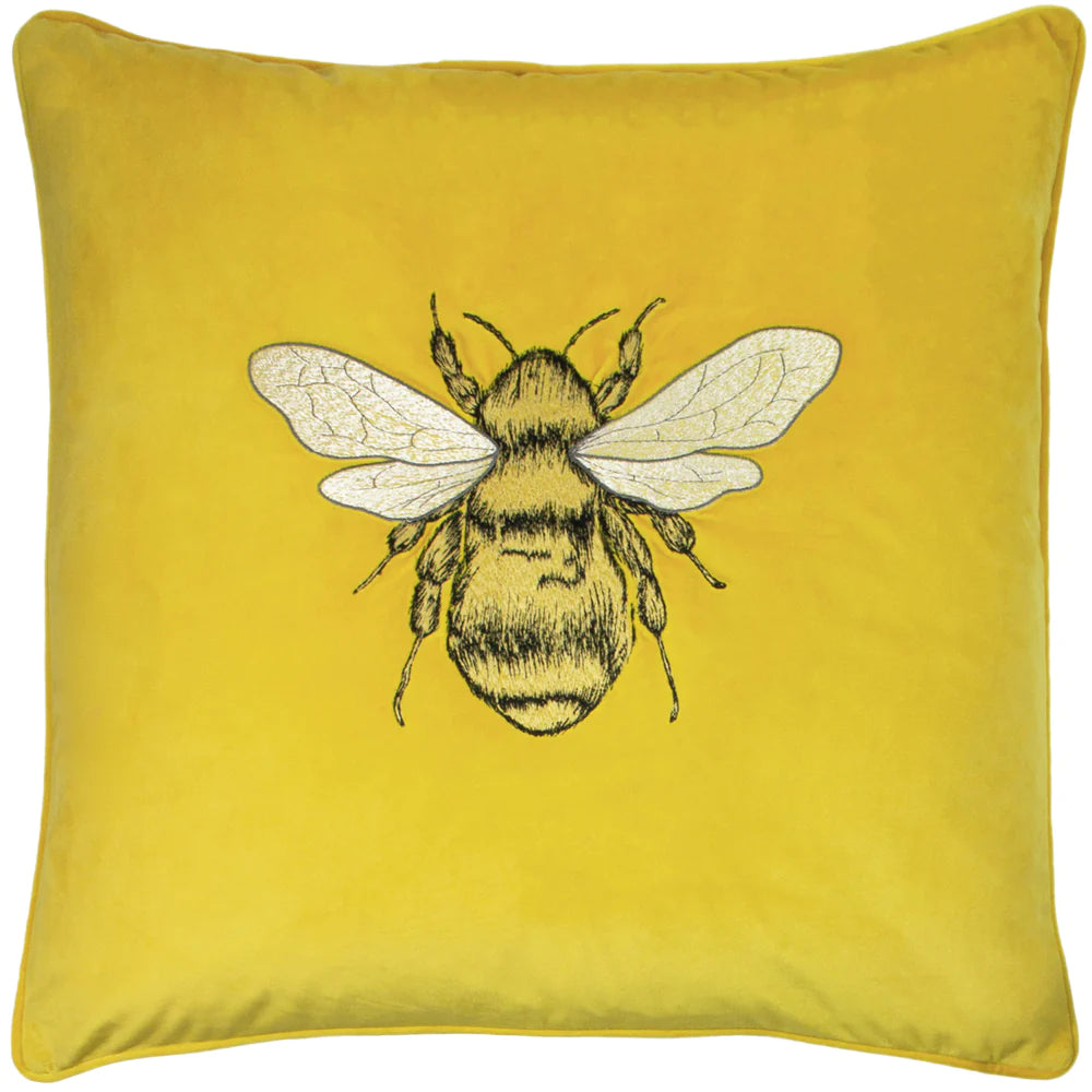 Hortus Bee feather cushion 50cm x 50cm Ceylon Yellow