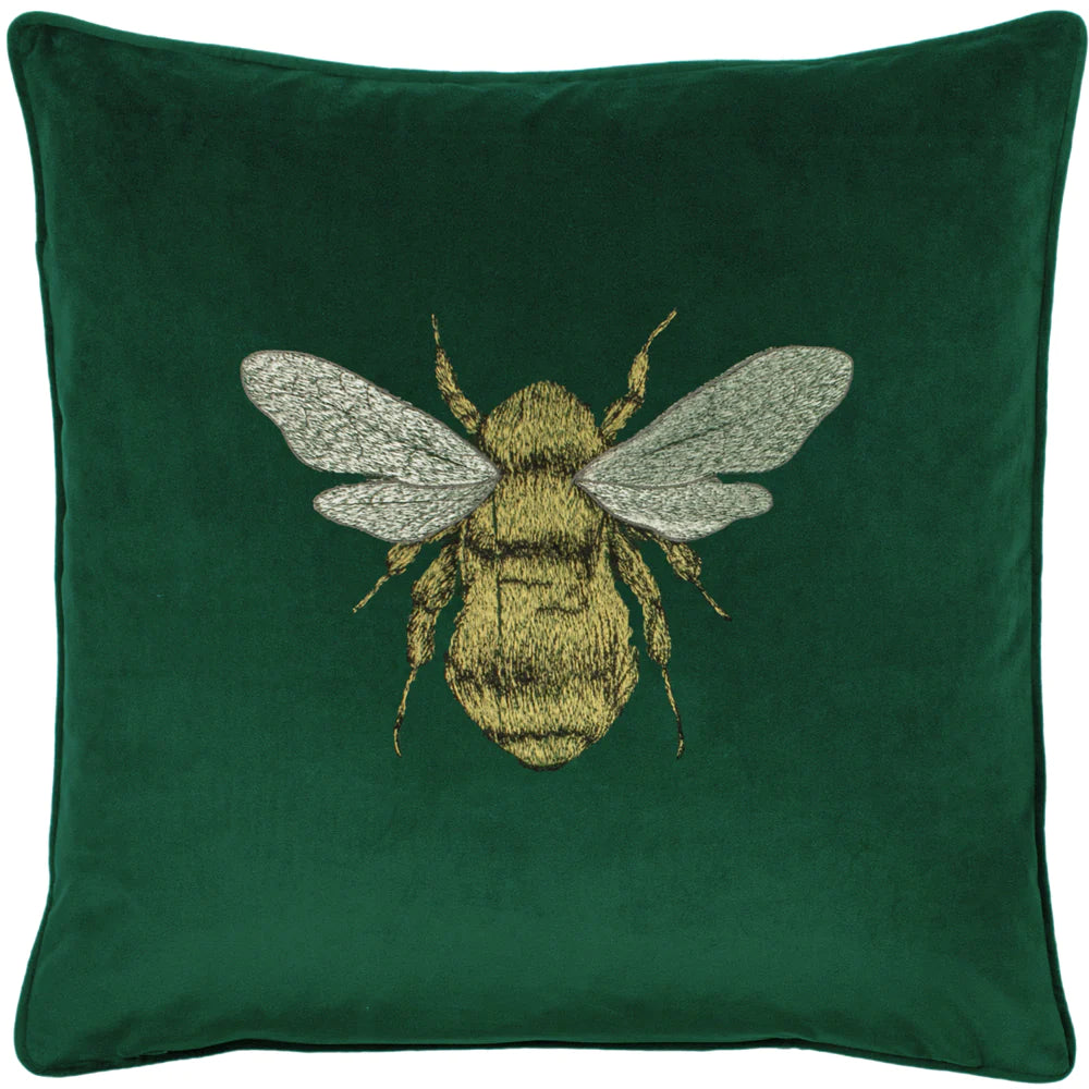 Hortus Bee feather cushion 50cm x 50cm Emerald Green