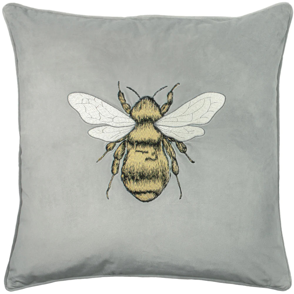 Hortus Bee feather cushion 50cm x 50cm Silver Grey