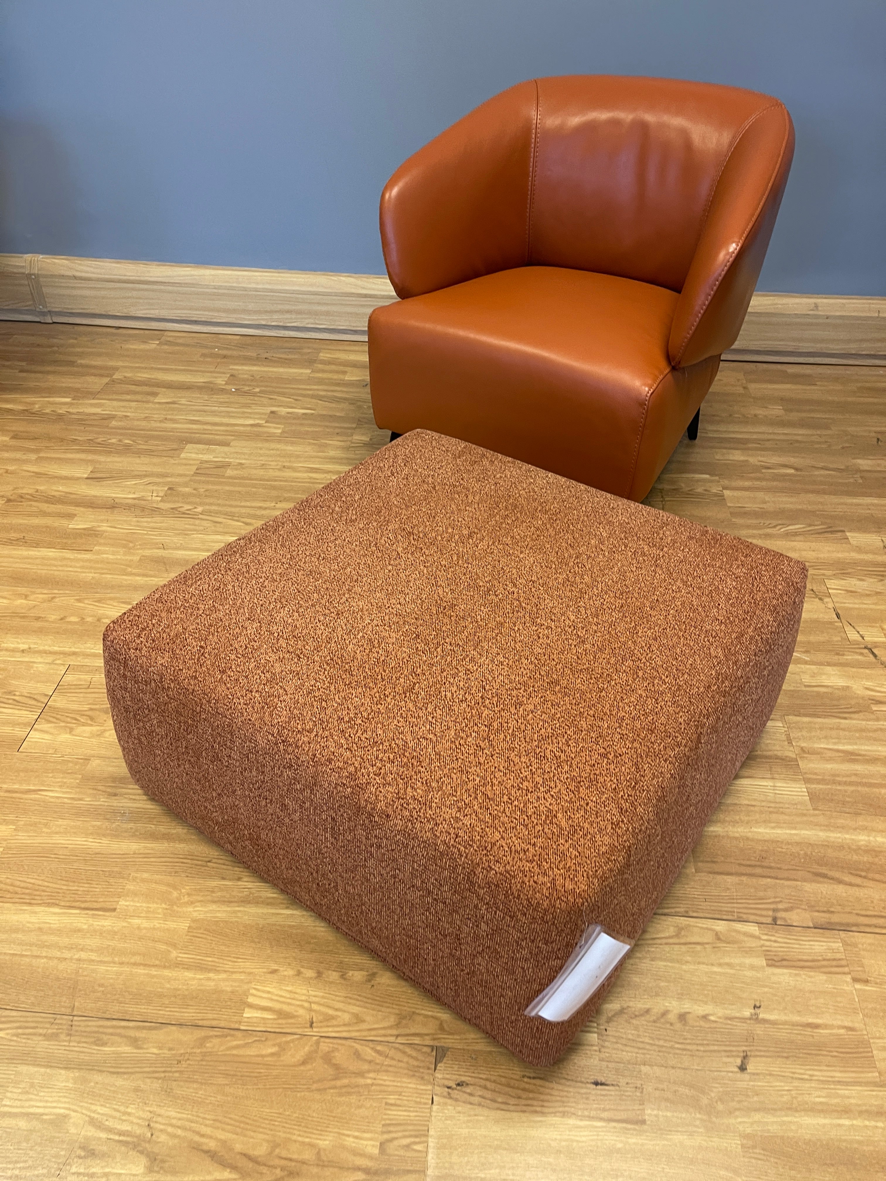 WHITE LABEL VERSATILE high square shape footstool in burnt orange weave