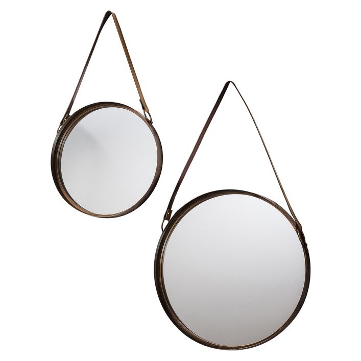 Marston small mirror with faux leather strap in bronze - RRP £50