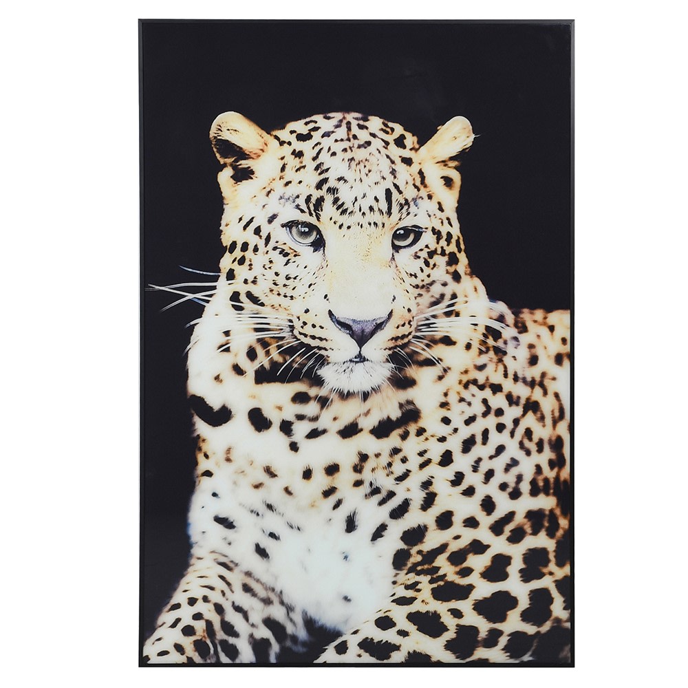 XL Leopard printed glass on black frame 120 x 80cm