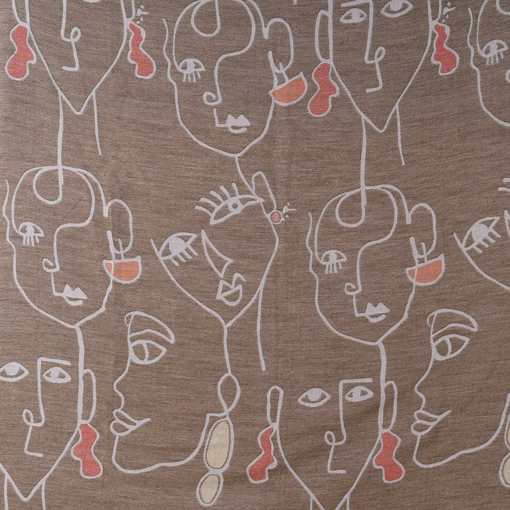 Abstract faces reversible throw 125 x 150cm in Beige & Pink
