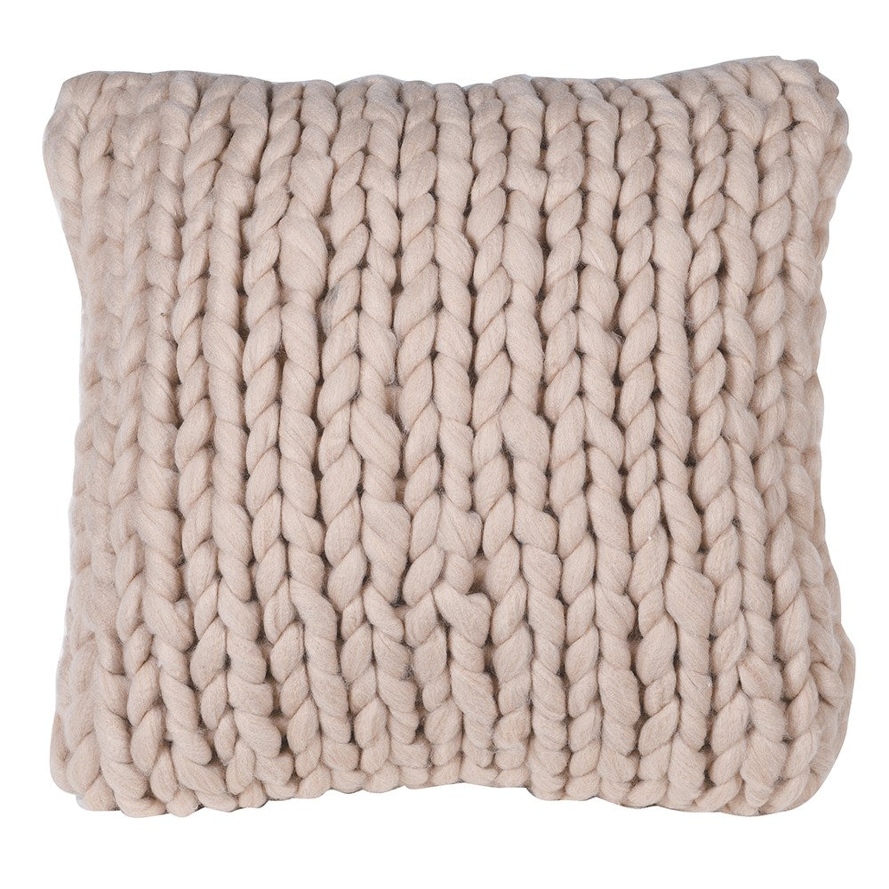 Heavy knitted 40 x 40cm cushion in oatmeal