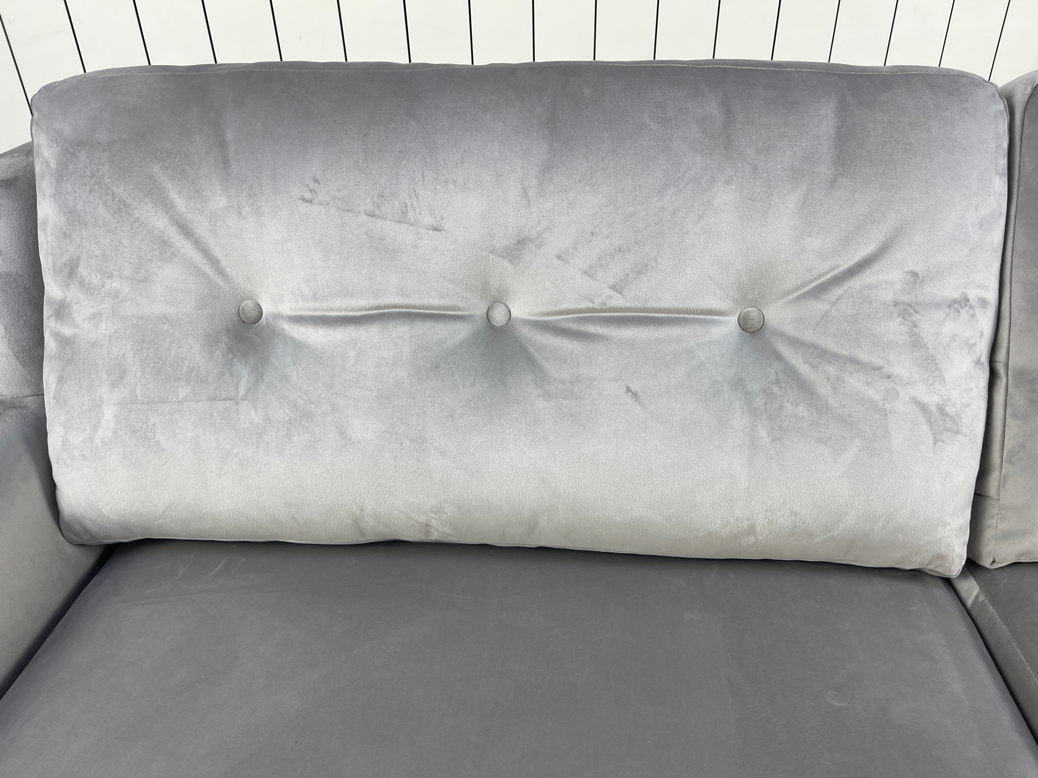 SOFOLOGY OLIVIA 3 seater standard back sofa in silver light grey velvet