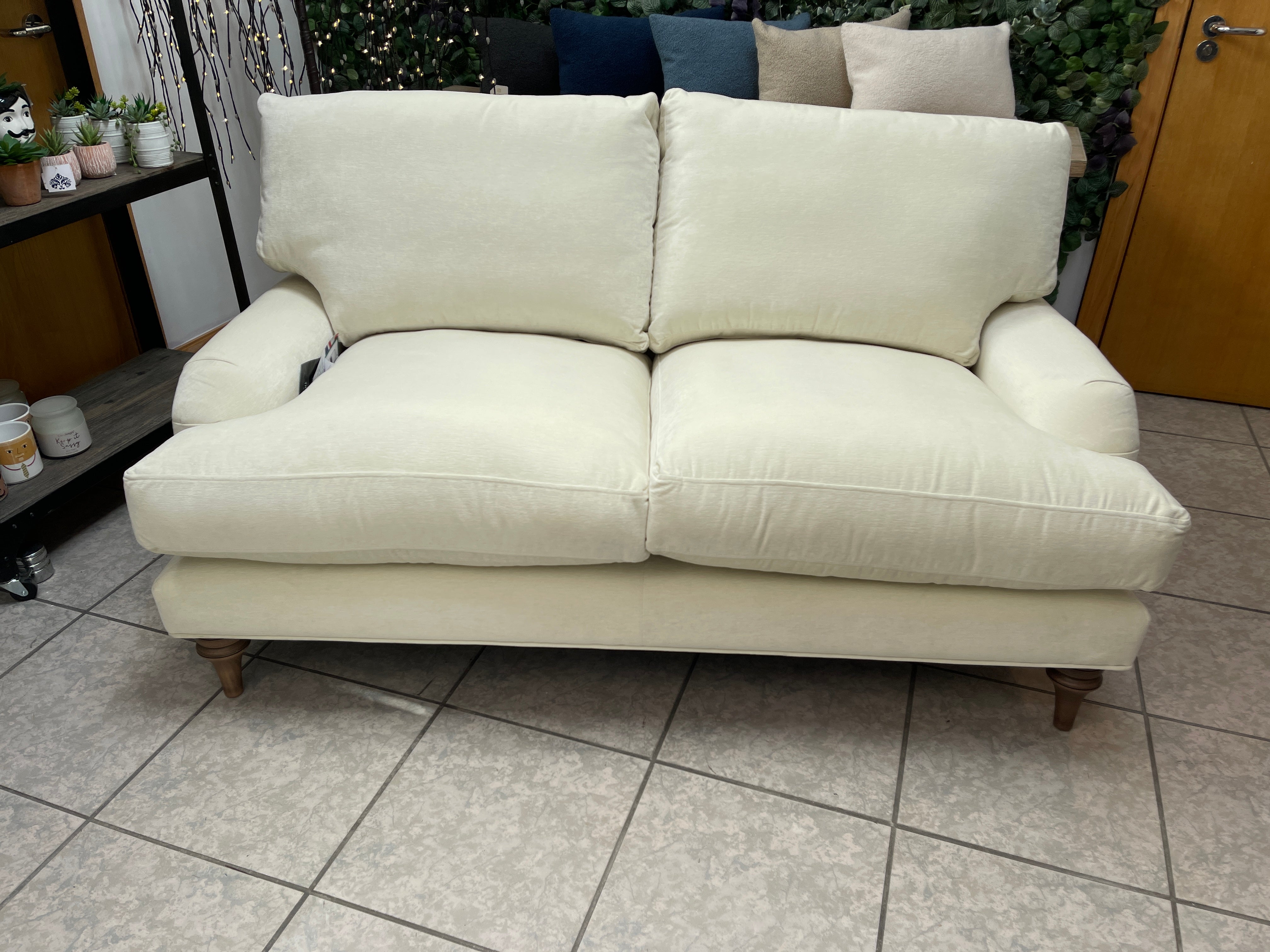 Rose 2 seater standard back sofa in French linen velvet
